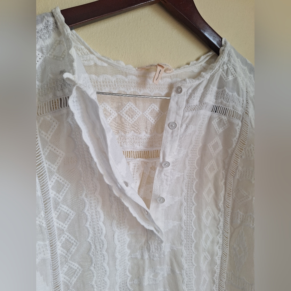 Rebecca Taylor Elegant White Lace Blouse - Picture 3 of 8